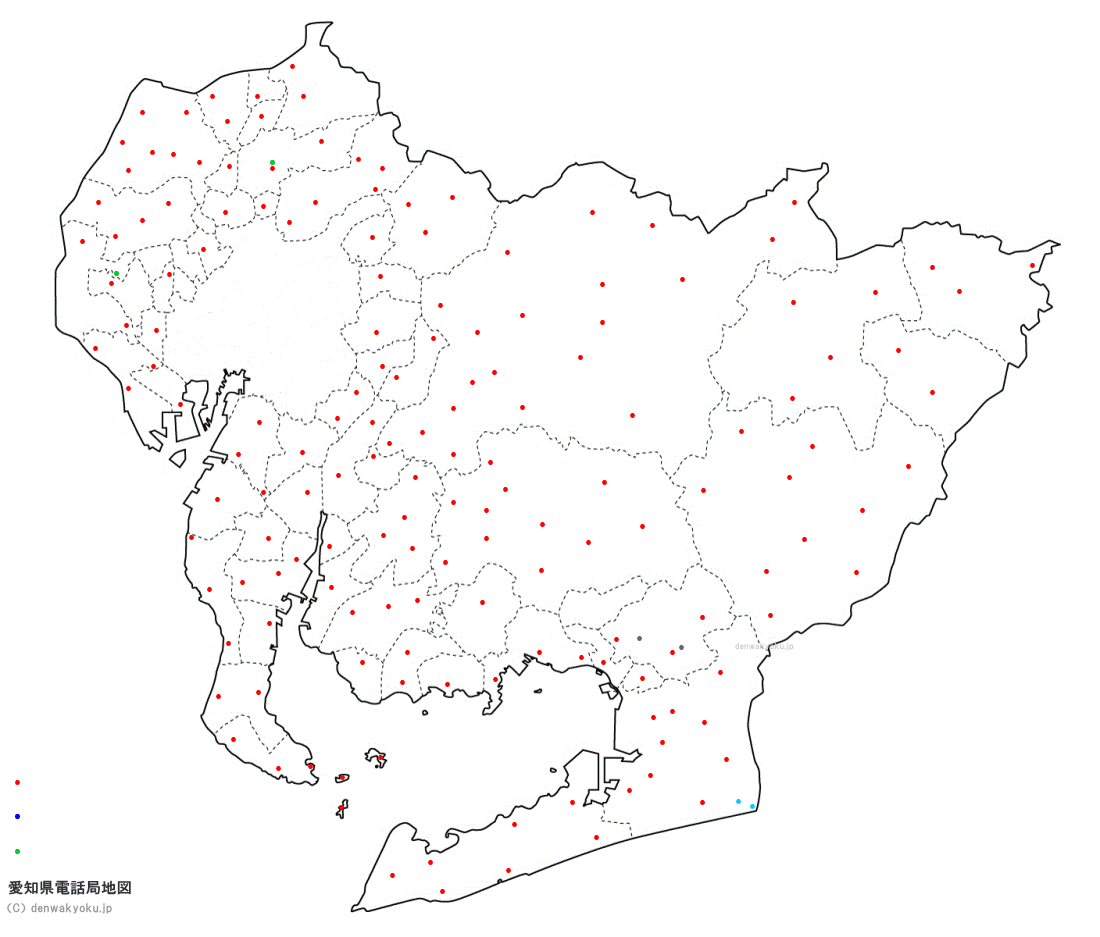 愛知県電話局地図（NTT収容局マップ）