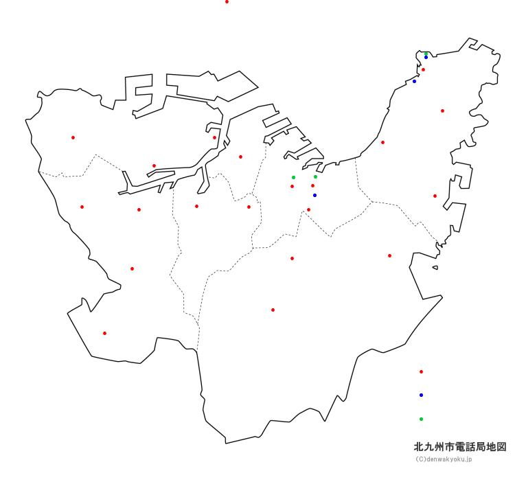 北九州市電話局地図（NTT収容局マップ）