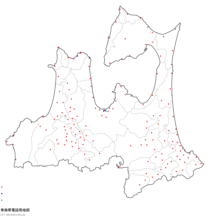 青森県電話局地図（NTT収容局マップ）