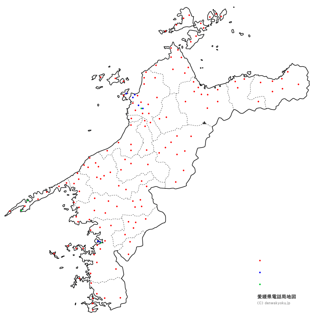愛媛県電話局地図（NTT収容局マップ）
