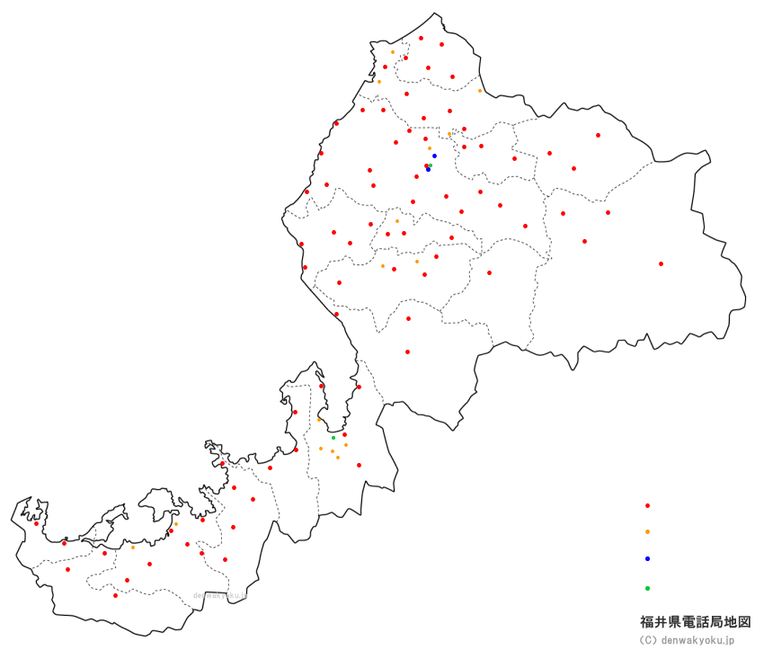 福井県電話局地図（NTT収容局マップ）