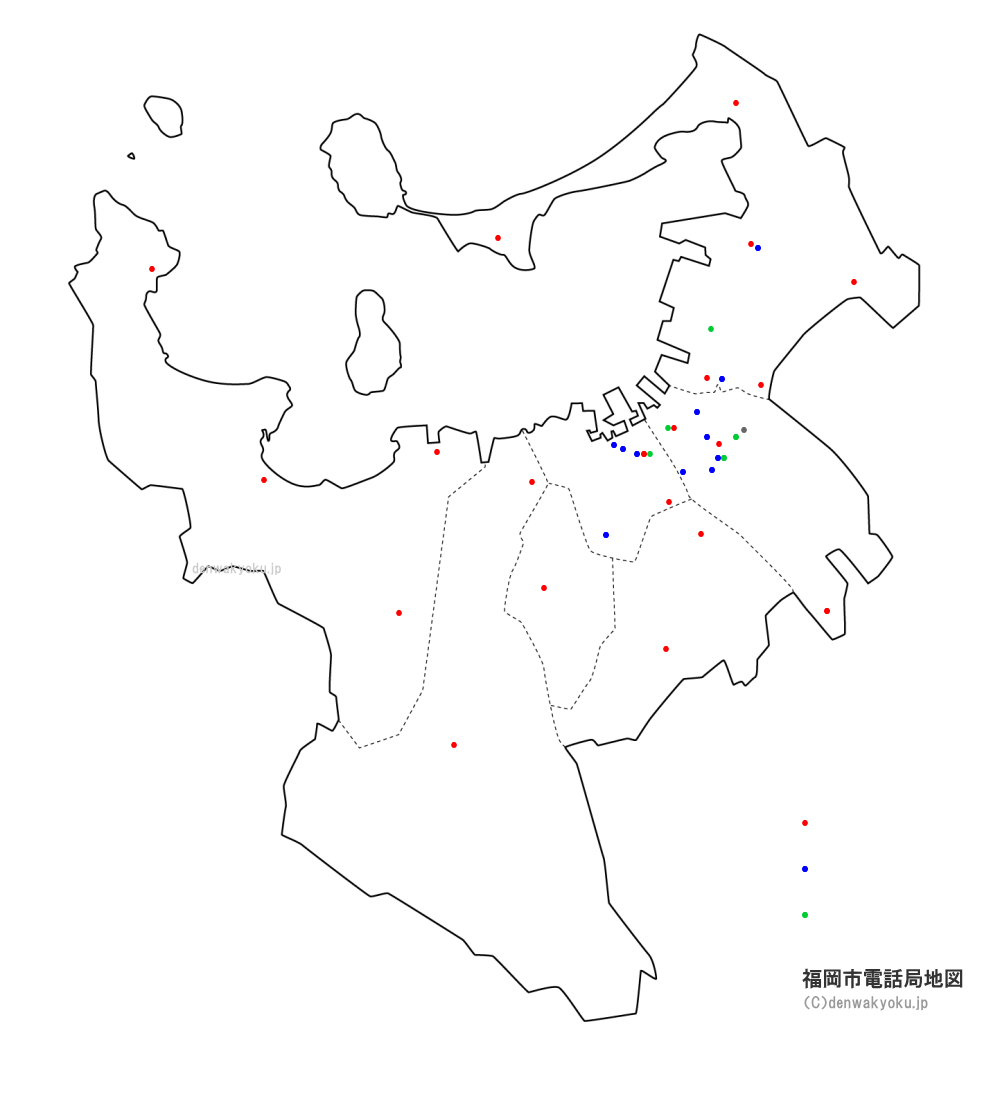 福岡市電話局地図（NTT収容局マップ）