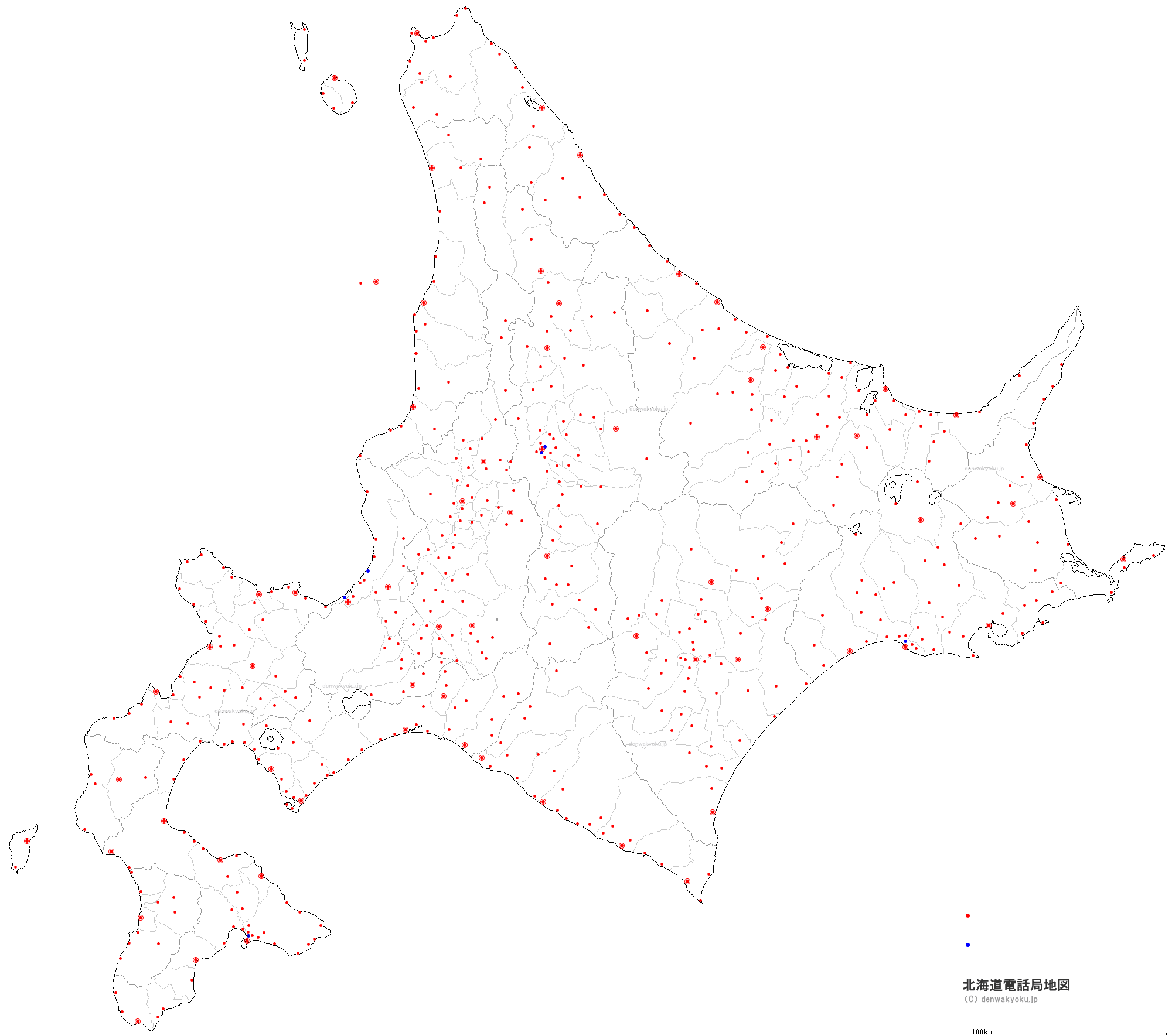北海道電話局地図