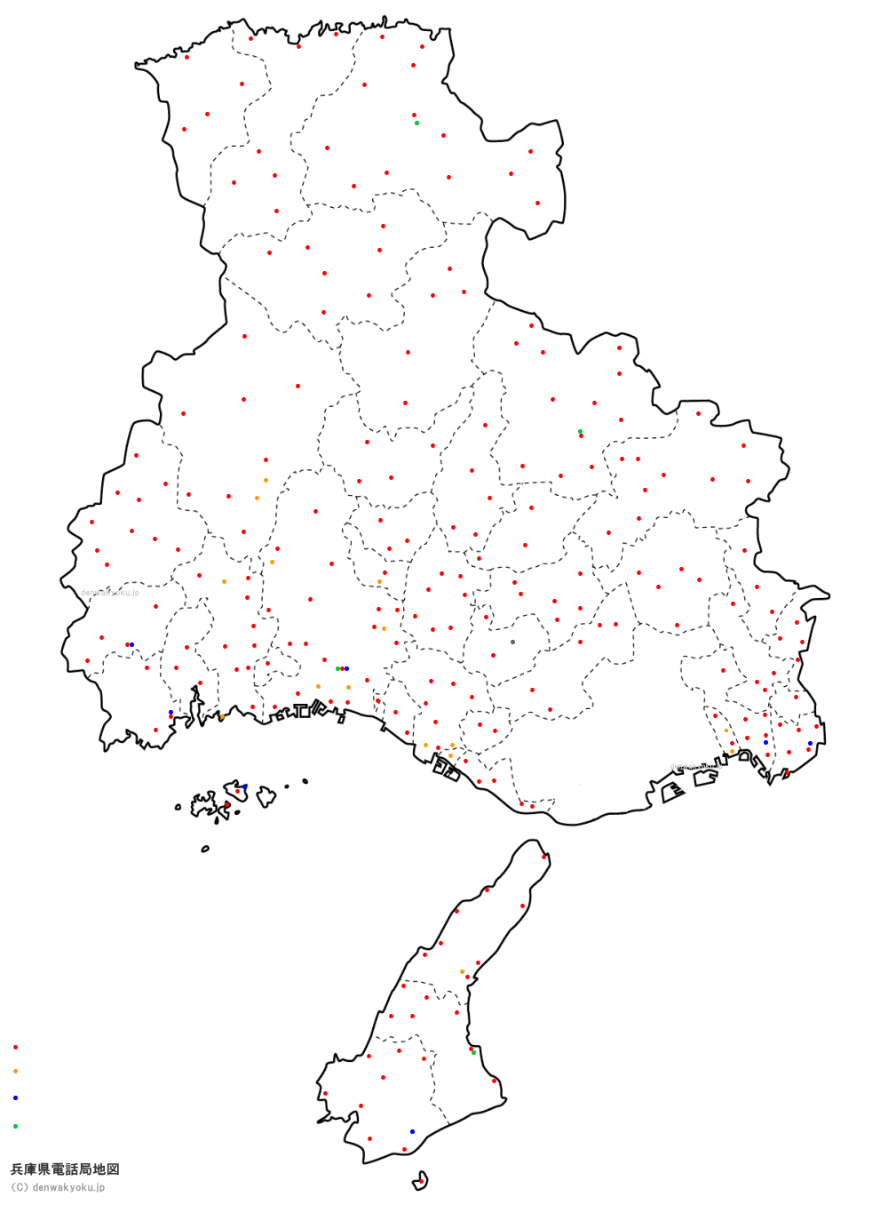 兵庫県電話局地図（NTT収容局マップ）
