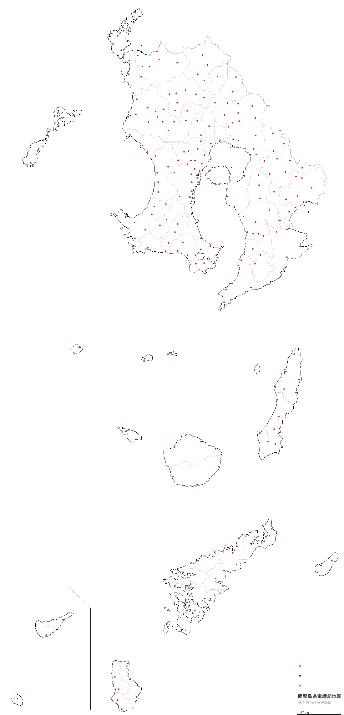 鹿児島県電話局地図