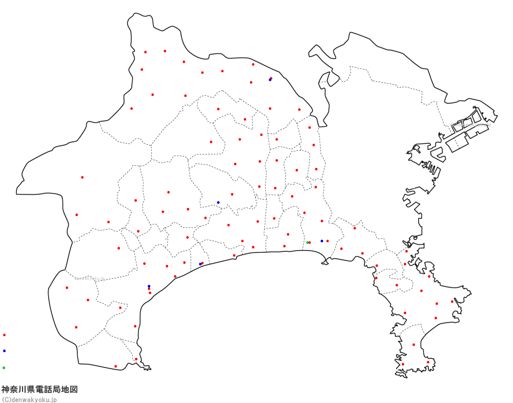 神奈川県電話局地図（NTT収容局マップ）