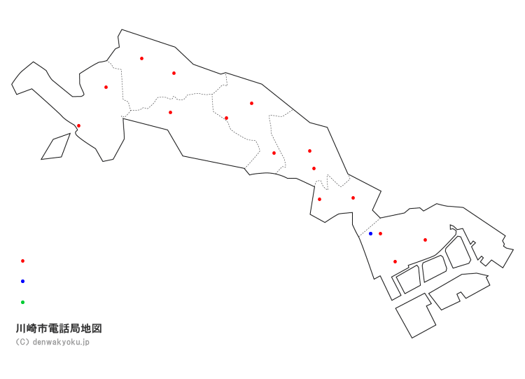 川崎市電話局地図（NTT収容局マップ）