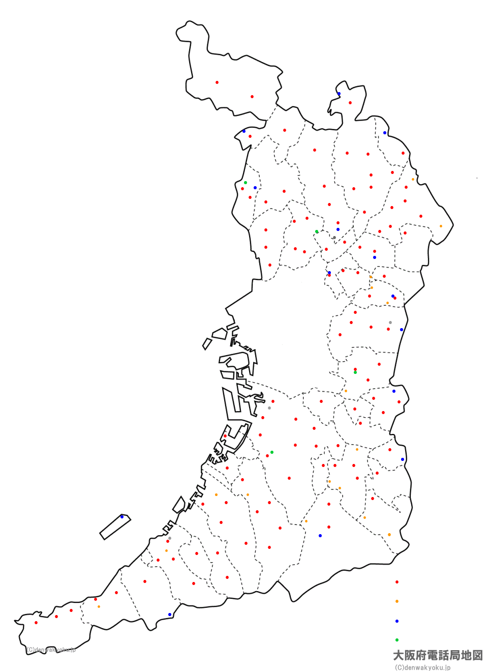 大阪府電話局地図