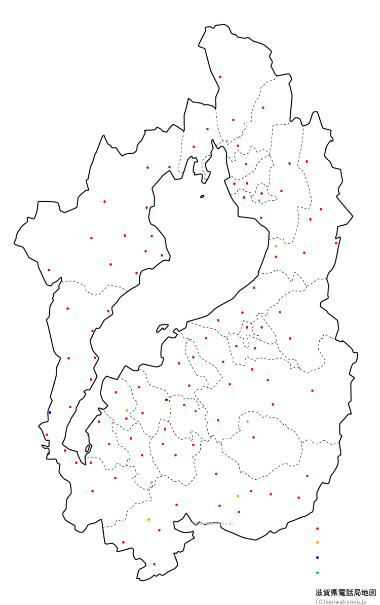 滋賀県電話局地図（NTT収容局マップ）