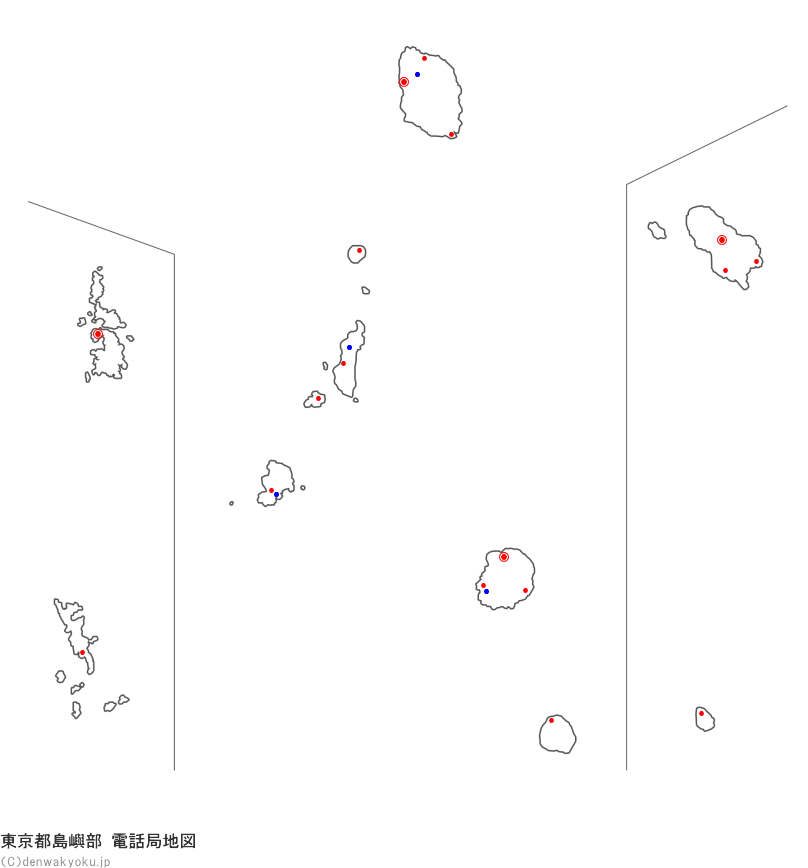 東京都島嶼部電話局地図