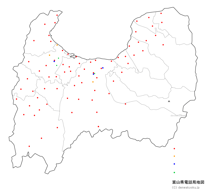富山県電話局地図（NTT収容局マップ）